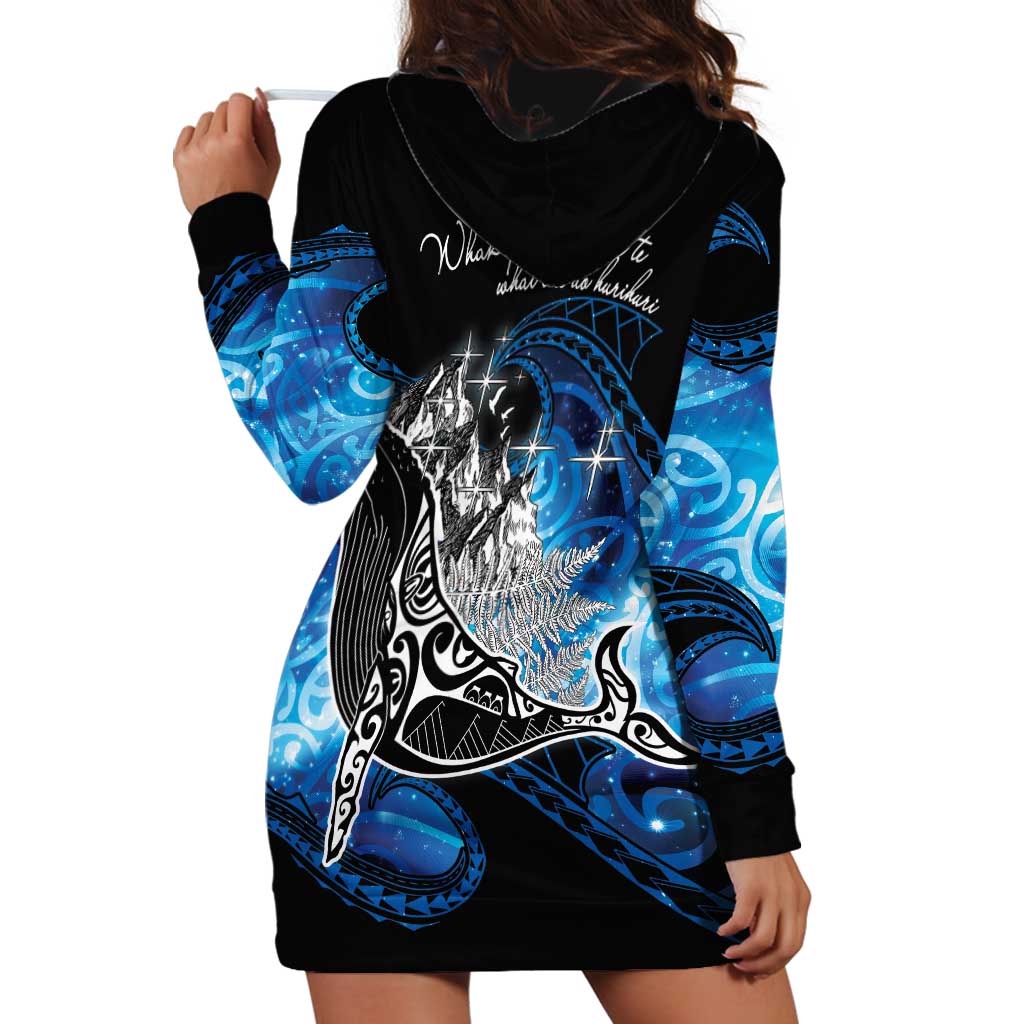 Maori Matariki Te Araroa Paikea Starry Hoodie Dress Tangaroa Whakatauki
