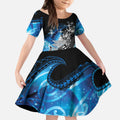 Maori Matariki Te Araroa Paikea Starry Kid Short Sleeve Dress Tangaroa Whakatauki