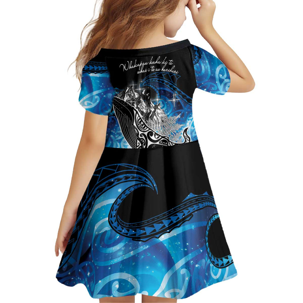 Maori Matariki Te Araroa Paikea Starry Kid Short Sleeve Dress Tangaroa Whakatauki