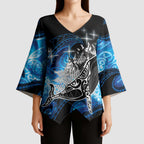 Maori Matariki Te Araroa Paikea Starry Kimono Sleeve Blouse Tangaroa Whakatauki