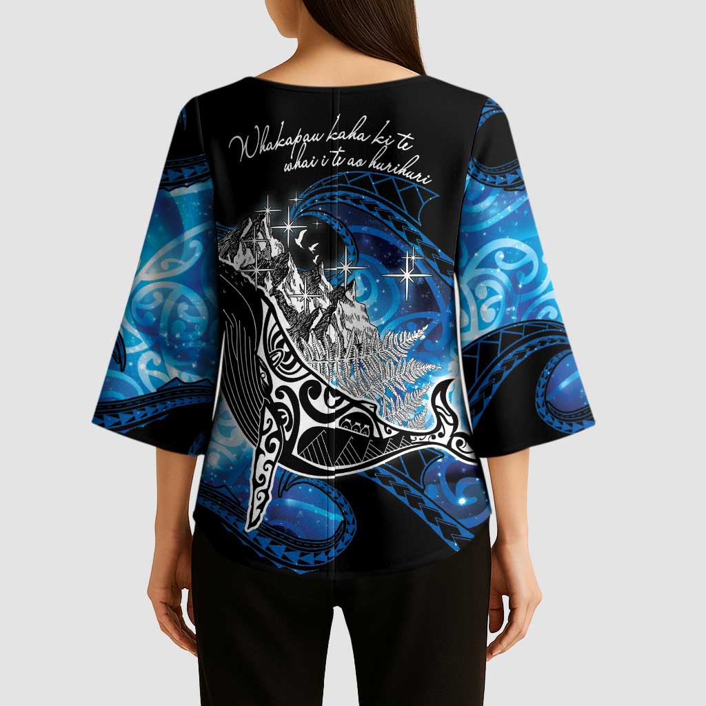 Maori Matariki Te Araroa Paikea Starry Kimono Sleeve Blouse Tangaroa Whakatauki