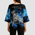 Maori Matariki Te Araroa Paikea Starry Kimono Sleeve Blouse Tangaroa Whakatauki