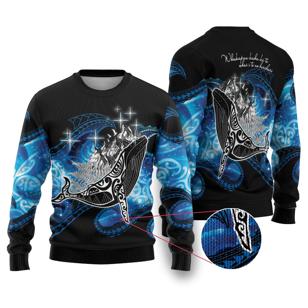 Maori Matariki Te Araroa Paikea Starry Ugly Christmas Sweater Tangaroa Whakatauki