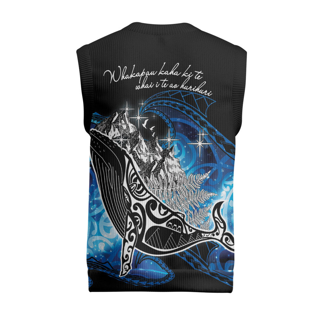 Maori Matariki Te Araroa Paikea Starry Christmas Knitted V-Neck Vest Tangaroa Whakatauki