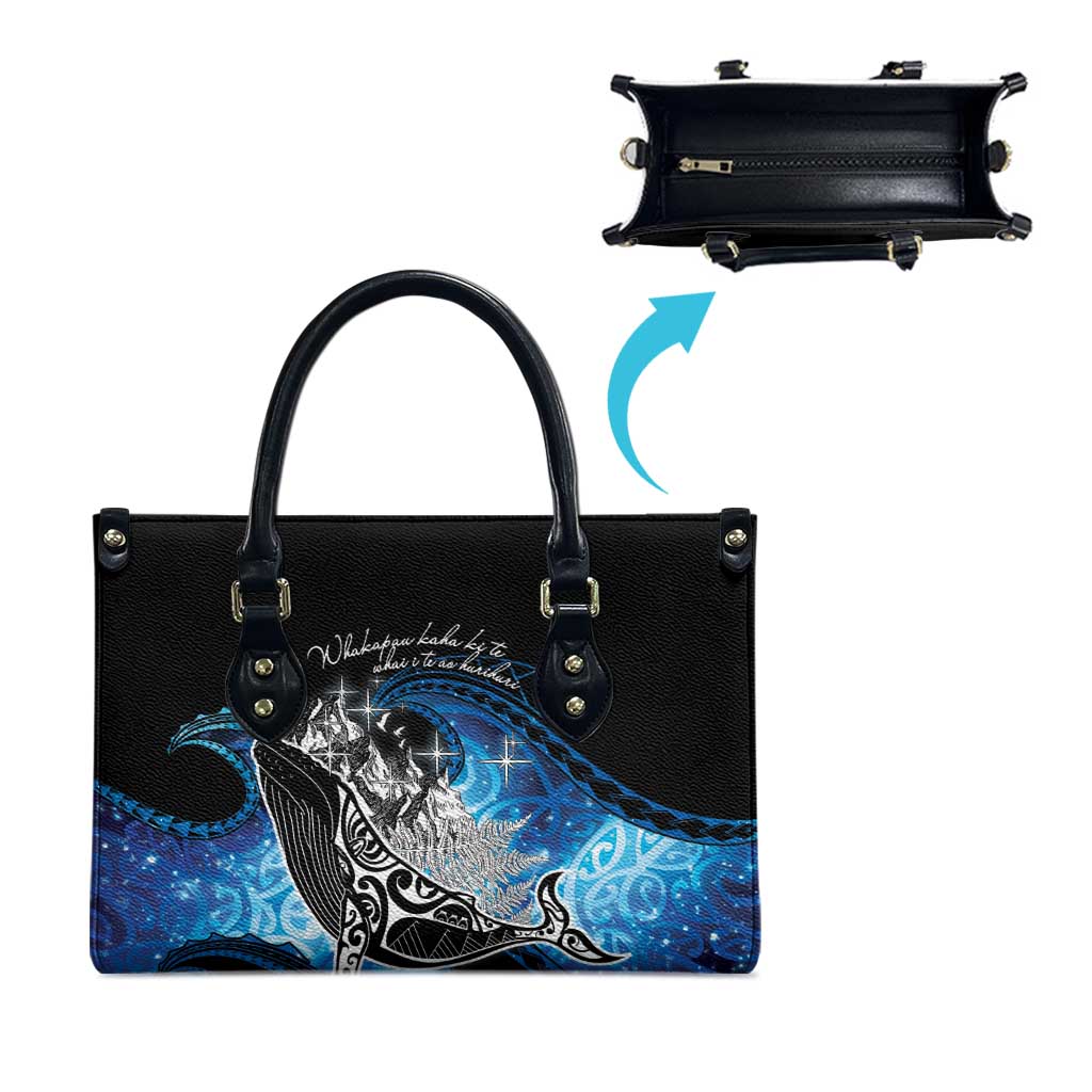 Maori Matariki Te Araroa Paikea Starry Leather Bag Tangaroa Whakatauki