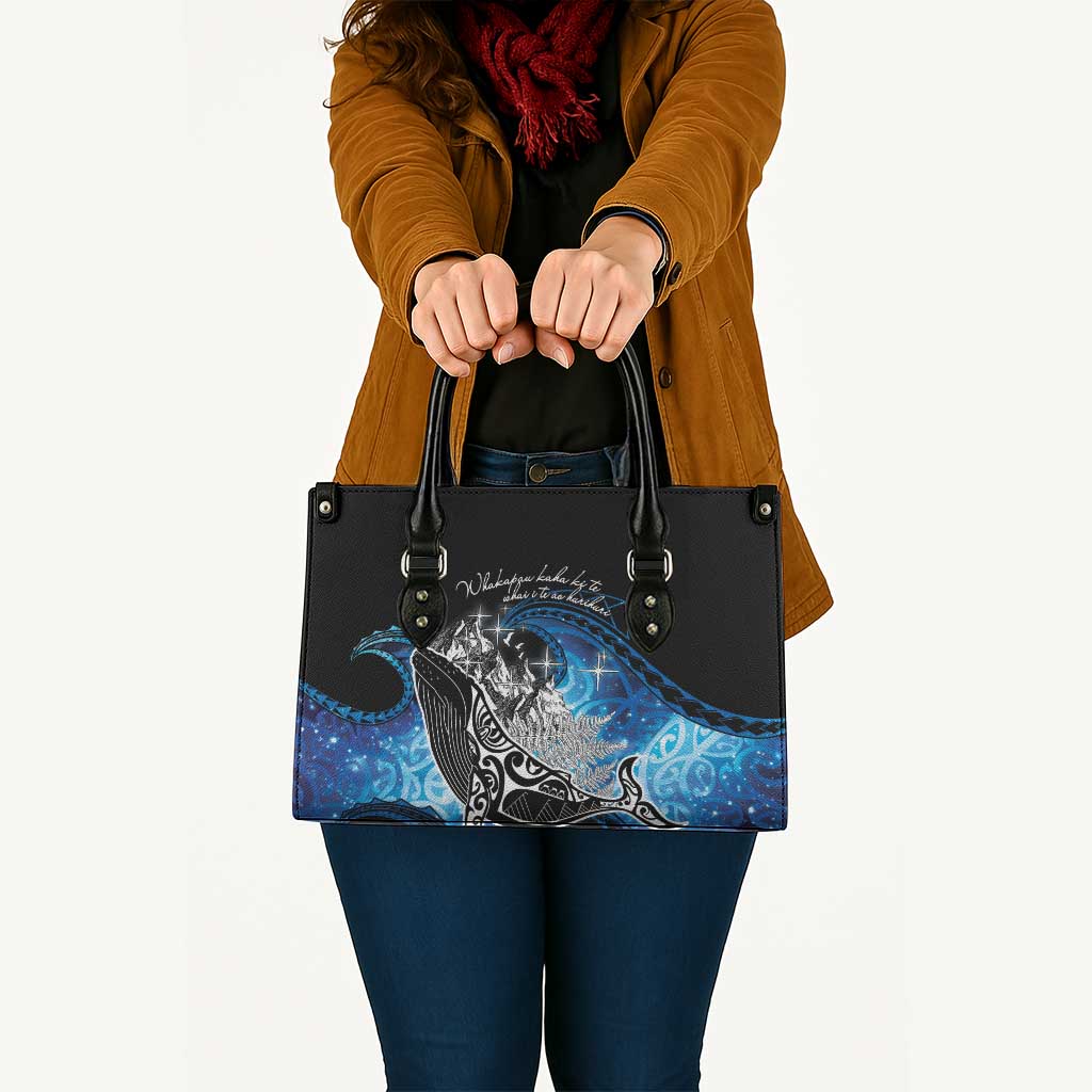 Maori Matariki Te Araroa Paikea Starry Leather Bag Tangaroa Whakatauki
