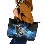 Maori Matariki Te Araroa Paikea Starry Leather Tote Bag Tangaroa Whakatauki