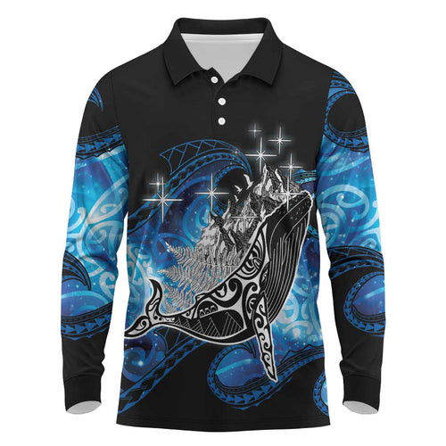 Maori Matariki Te Araroa Paikea Starry Long Sleeve Polo Shirt Tangaroa Whakatauki