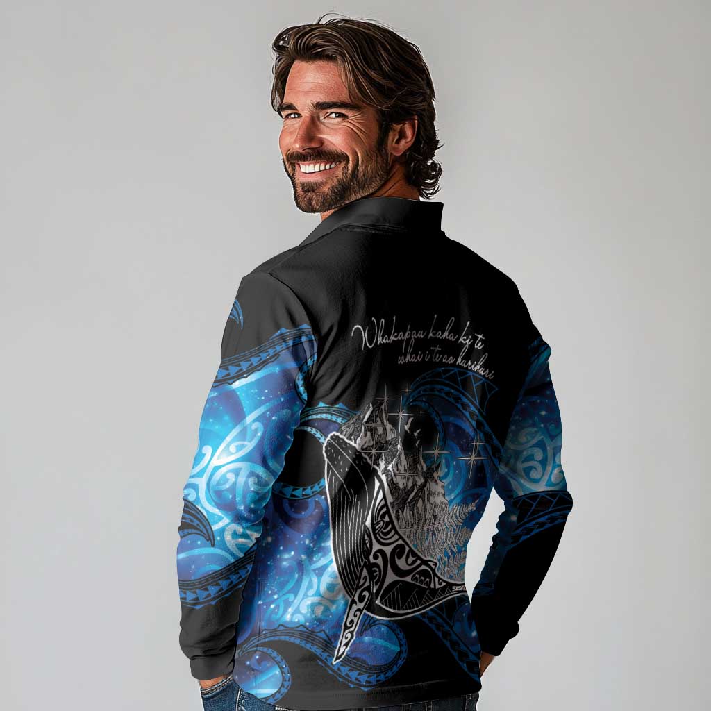 Maori Matariki Te Araroa Paikea Starry Long Sleeve Polo Shirt Tangaroa Whakatauki