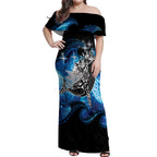 Maori Matariki Te Araroa Paikea Starry Off Shoulder Maxi Dress Tangaroa Whakatauki