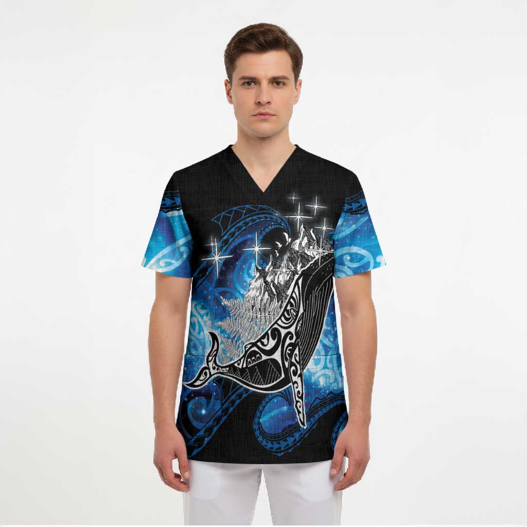 Maori Matariki Te Araroa Paikea Starry Scrub Top Tangaroa Whakatauki
