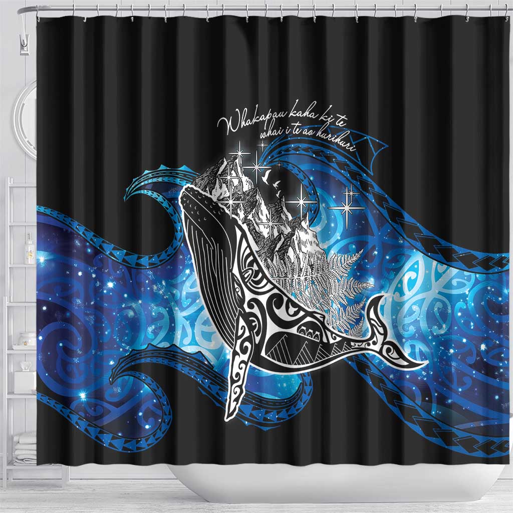 Maori Matariki Te Araroa Paikea Starry Shower Curtain Tangaroa Whakatauki