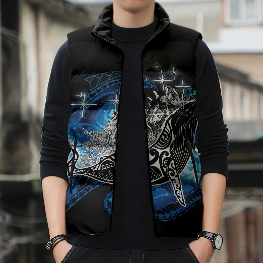 Maori Matariki Te Araroa Paikea Starry Sleeveless Puffer Jacket Tangaroa Whakatauki