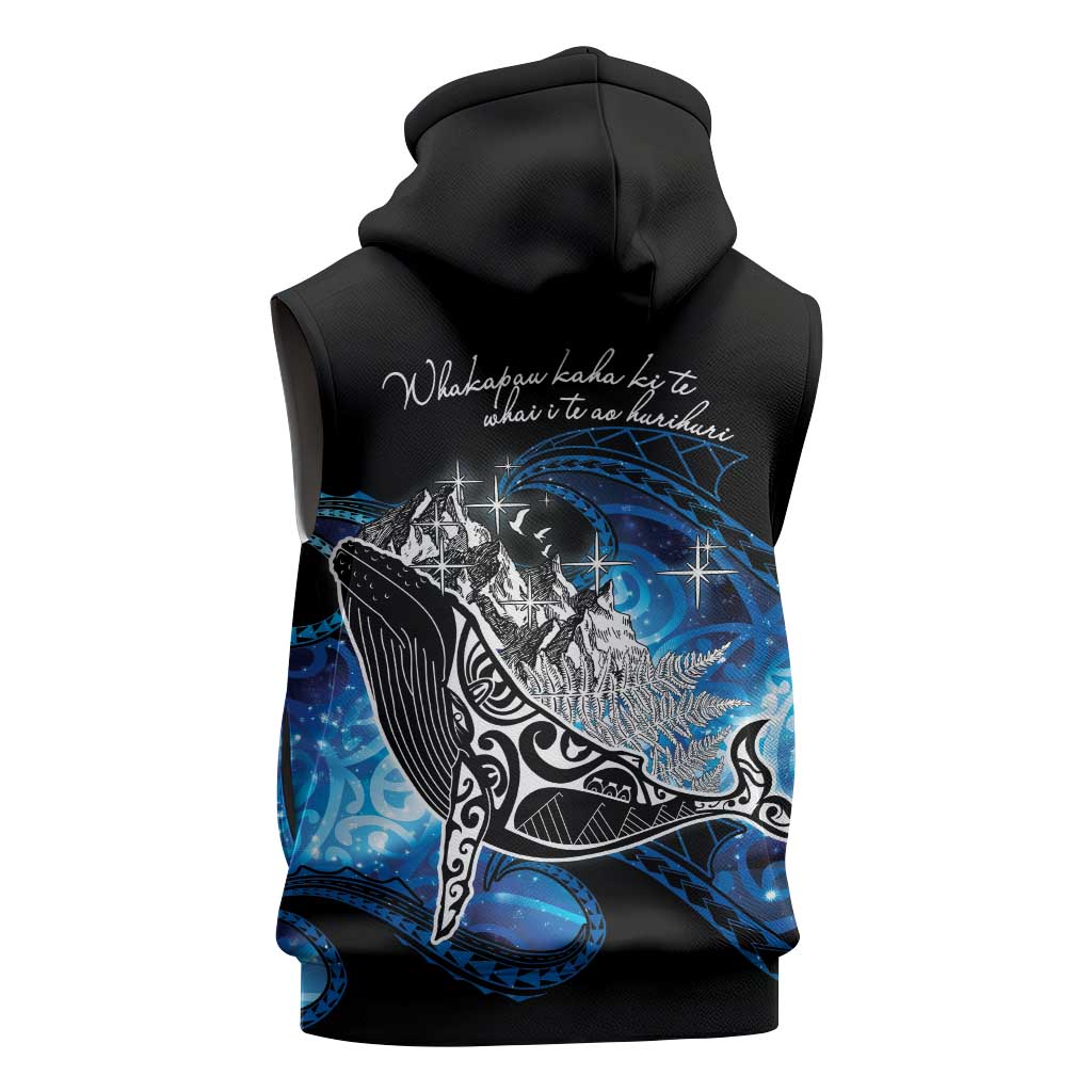 Maori Matariki Te Araroa Paikea Starry Sleeveless Zip Hoodie Tangaroa Whakatauki
