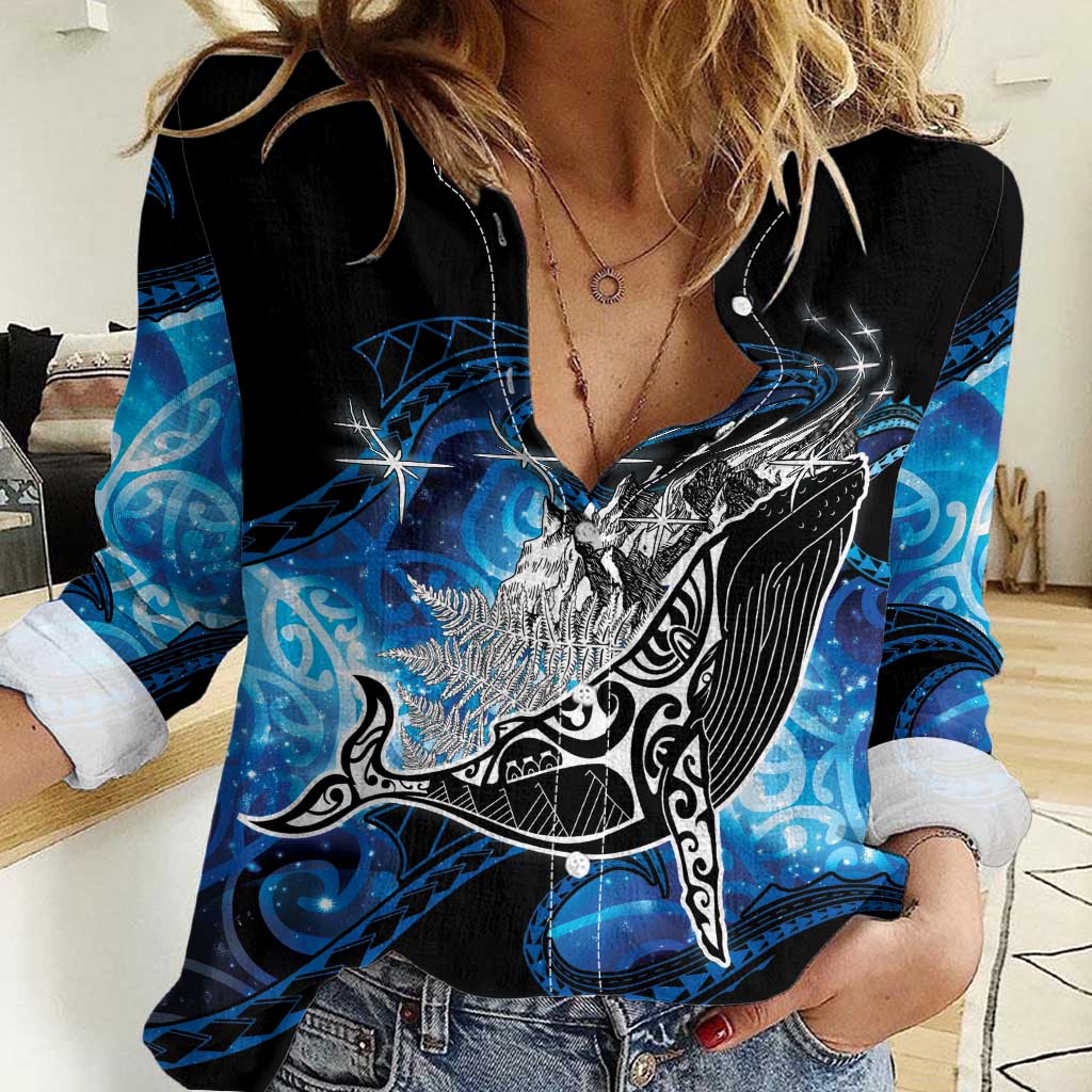 Maori Matariki Te Araroa Paikea Starry Women Casual Shirt Tangaroa Whakatauki
