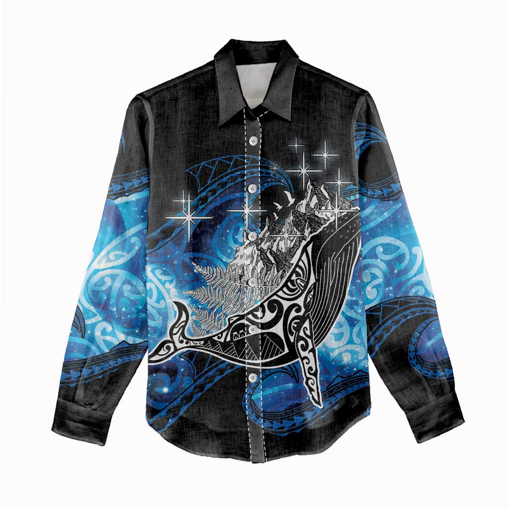 Maori Matariki Te Araroa Paikea Starry Women Casual Shirt Tangaroa Whakatauki