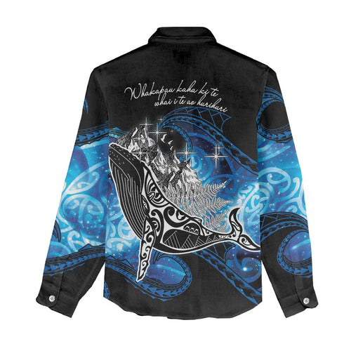 Maori Matariki Te Araroa Paikea Starry Women Casual Shirt Tangaroa Whakatauki
