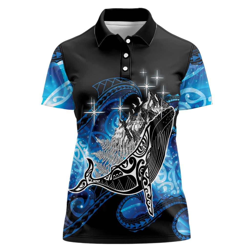 Maori Matariki Te Araroa Paikea Starry Women Polo Shirt Tangaroa Whakatauki