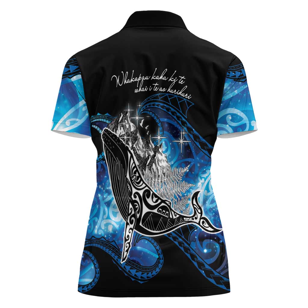 Maori Matariki Te Araroa Paikea Starry Women Polo Shirt Tangaroa Whakatauki
