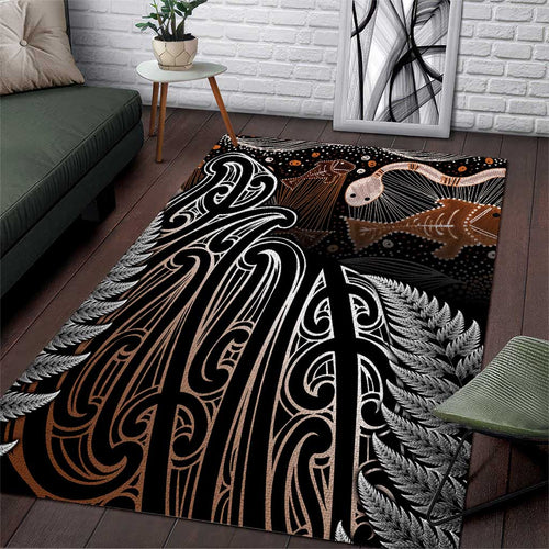 Aotearoa Maori - Australia Indigenous Area Rug Koiri Whakairo Mix Aboriginal Art - Aussie Hoodie