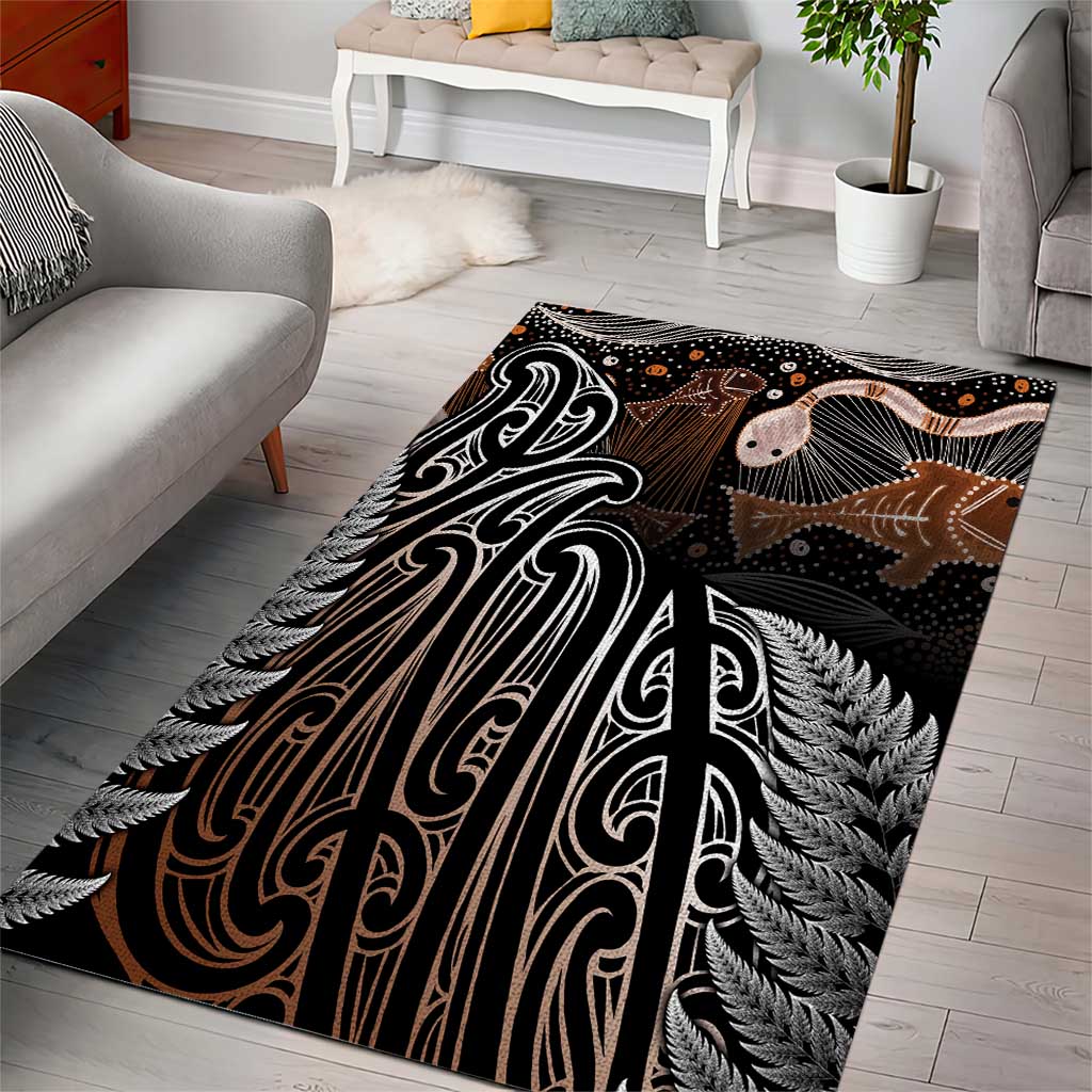 Aotearoa Maori - Australia Indigenous Area Rug Koiri Whakairo Mix Aboriginal Art - Aussie Hoodie