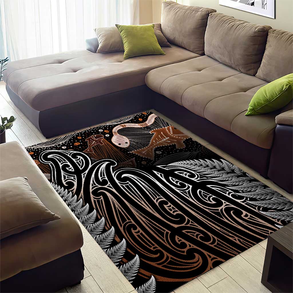 Aotearoa Maori - Australia Indigenous Area Rug Koiri Whakairo Mix Aboriginal Art - Aussie Hoodie