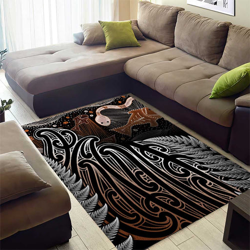 Aotearoa Maori - Australia Indigenous Area Rug Koiri Whakairo Mix Aboriginal Art - Aussie Hoodie