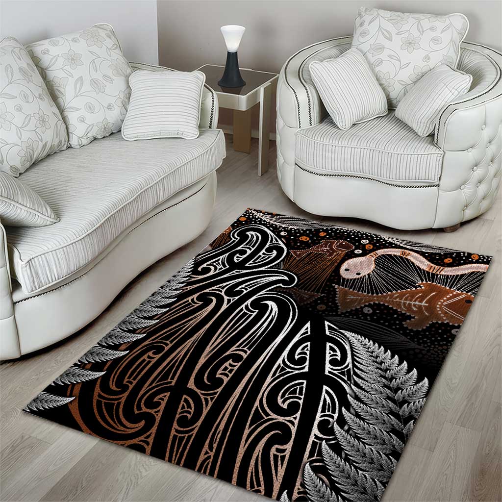 Aotearoa Maori - Australia Indigenous Area Rug Koiri Whakairo Mix Aboriginal Art - Aussie Hoodie
