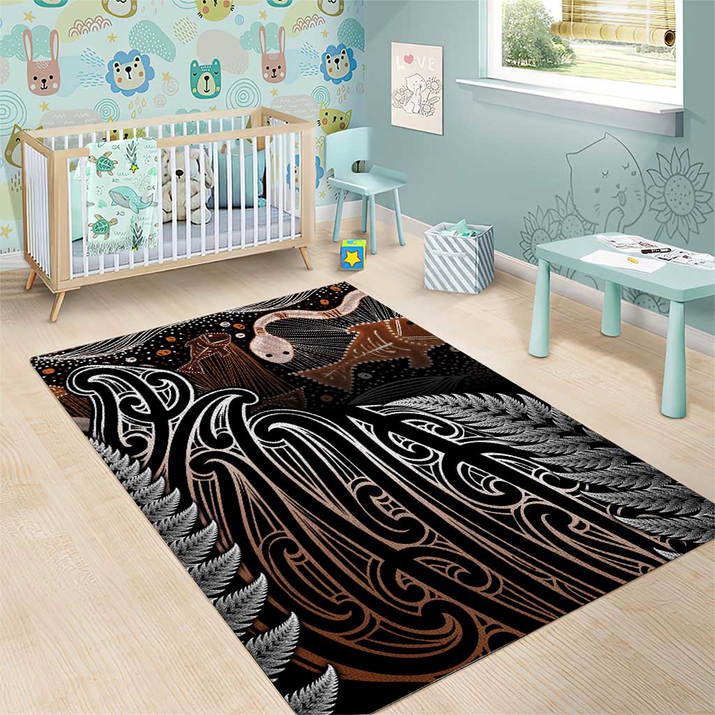 Aotearoa Maori - Australia Indigenous Area Rug Koiri Whakairo Mix Aboriginal Art - Aussie Hoodie