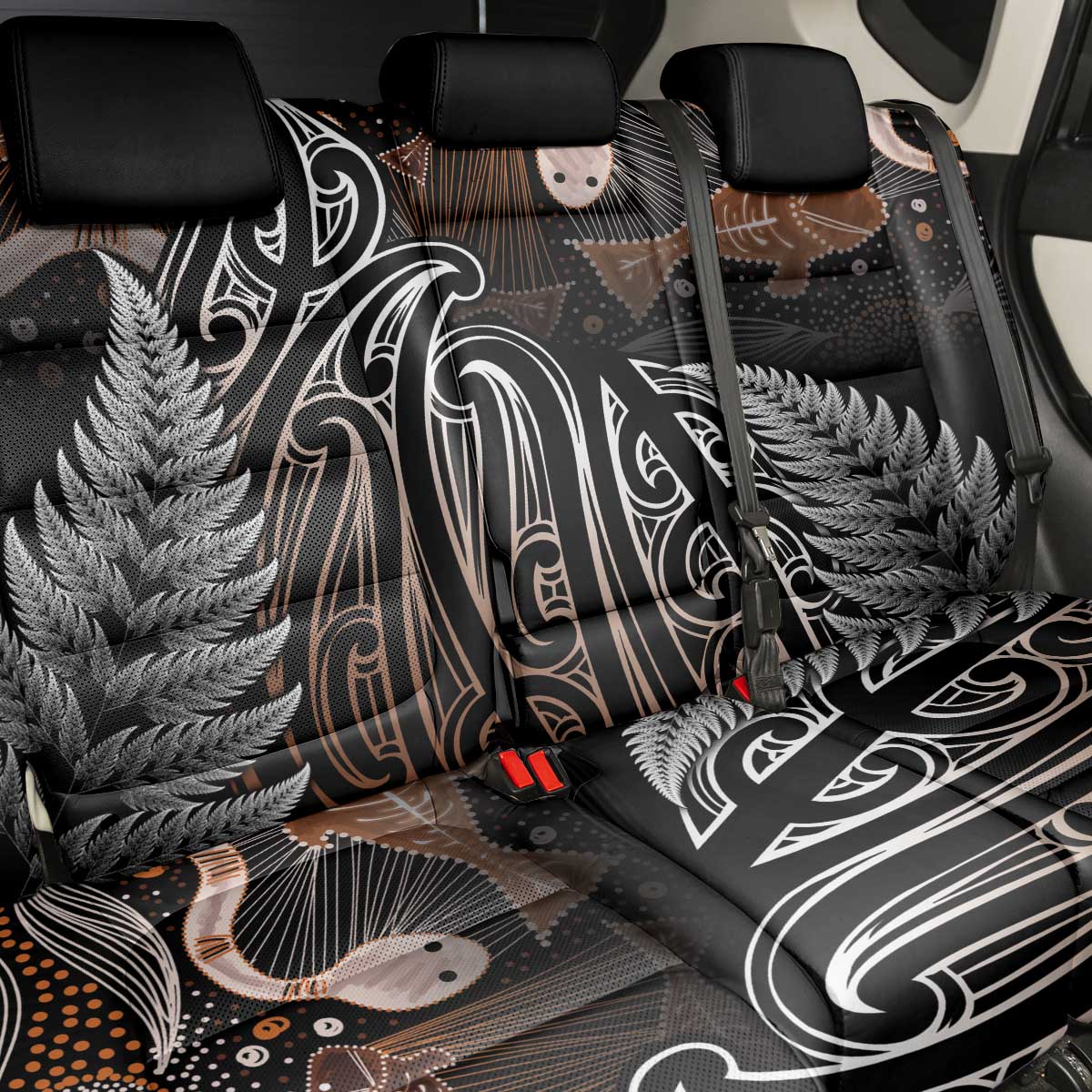 Aotearoa Maori - Australia Indigenous Back Car Seat Cover Koiri Whakairo Mix Aboriginal Art - Aussie Hoodie