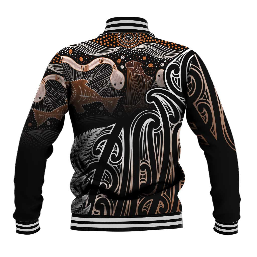 Aotearoa Maori - Australia Indigenous Baseball Jacket Koiri Whakairo Mix Aboriginal Art - Aussie Hoodie