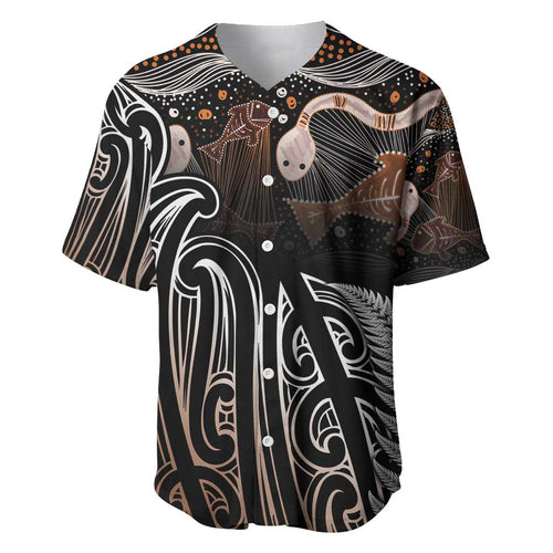 Aotearoa Maori - Australia Indigenous Baseball Jersey Koiri Whakairo Mix Aboriginal Art - Aussie Hoodie