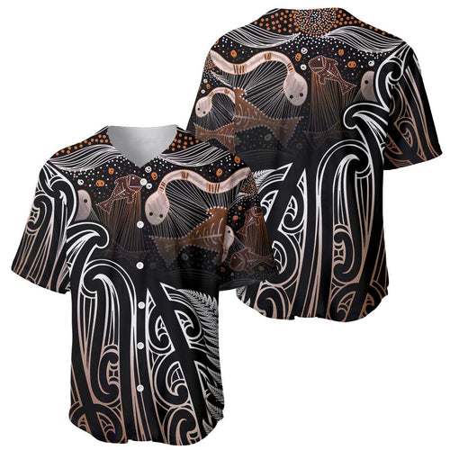 Aotearoa Maori - Australia Indigenous Baseball Jersey Koiri Whakairo Mix Aboriginal Art - Aussie Hoodie