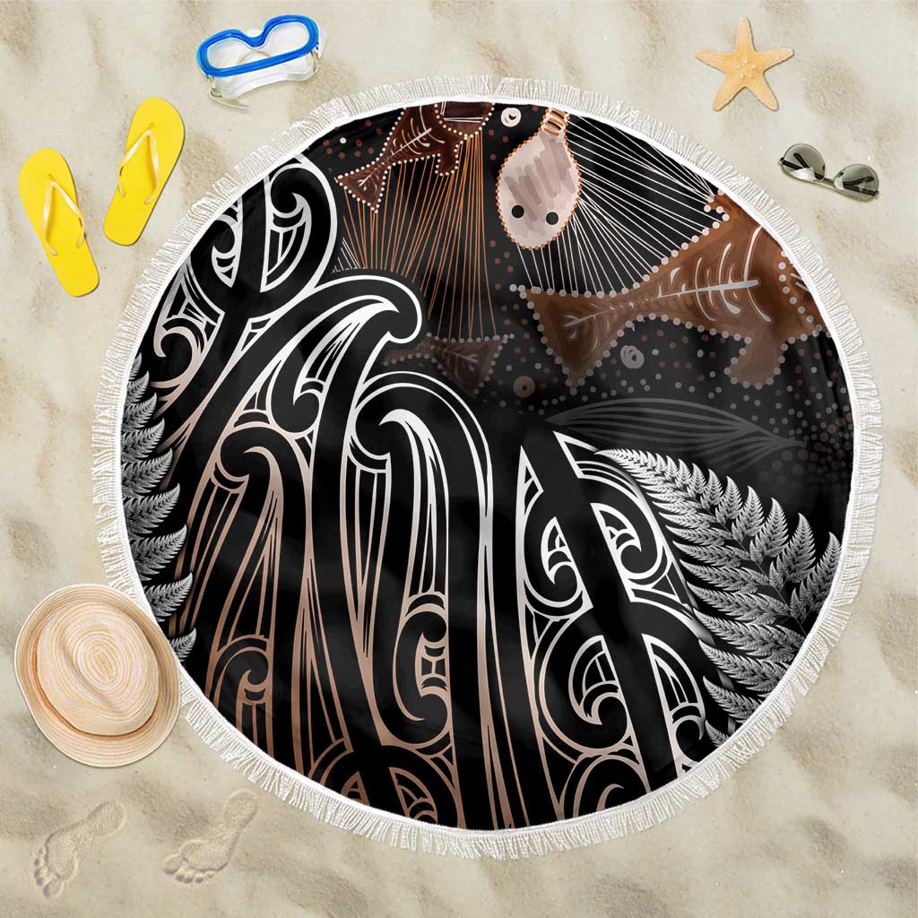 Aotearoa Maori - Australia Indigenous Beach Blanket Koiri Whakairo Mix Aboriginal Art - Aussie Hoodie