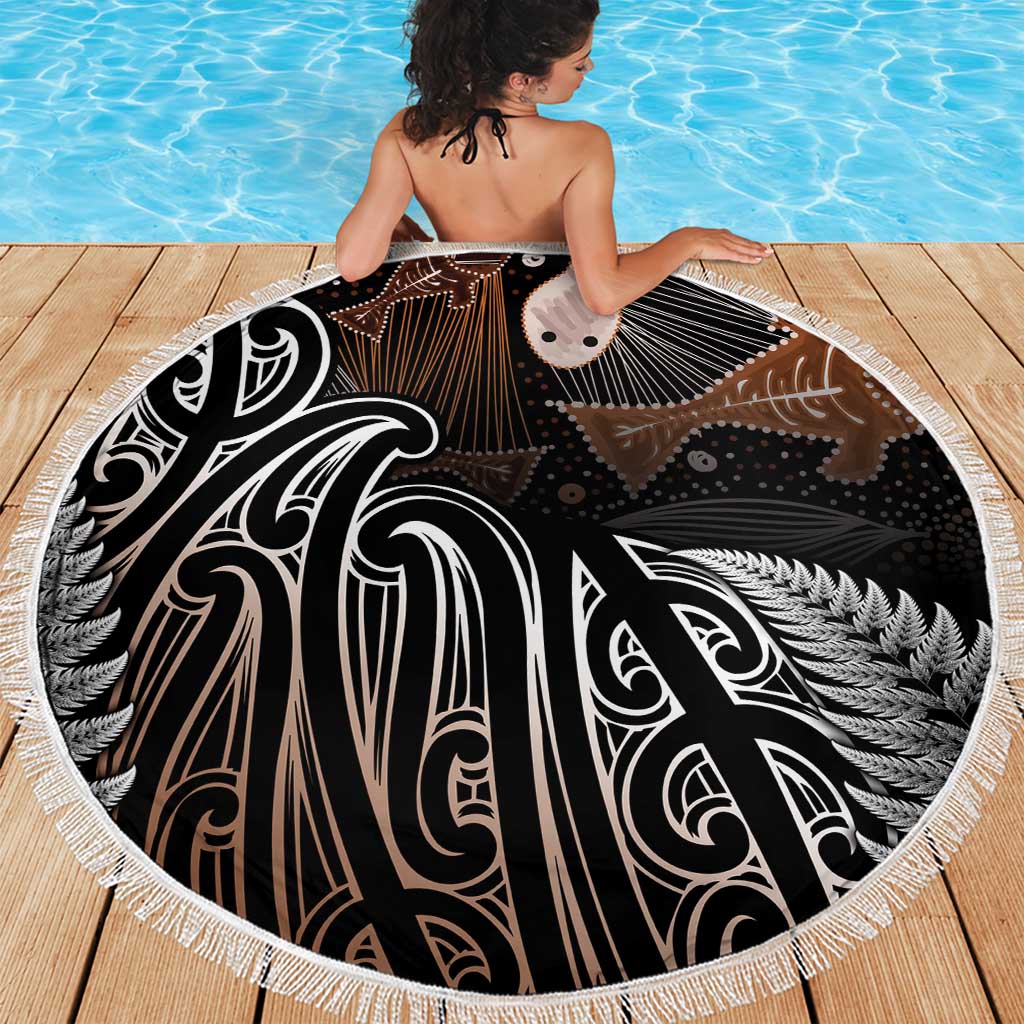 Aotearoa Maori - Australia Indigenous Beach Blanket Koiri Whakairo Mix Aboriginal Art - Aussie Hoodie