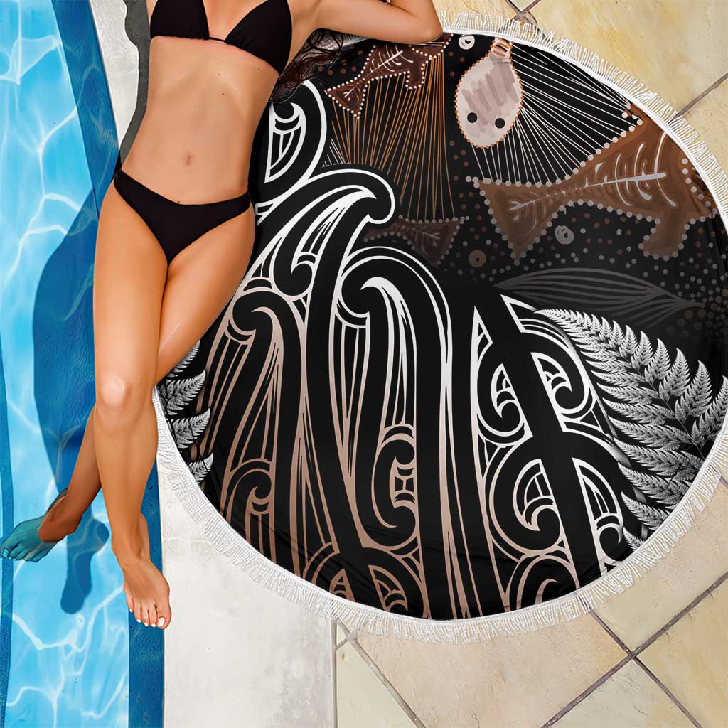 Aotearoa Maori - Australia Indigenous Beach Blanket Koiri Whakairo Mix Aboriginal Art - Aussie Hoodie