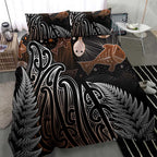 Aotearoa Maori - Australia Indigenous Bedding Set Koiri Whakairo Mix Aboriginal Art - Aussie Hoodie