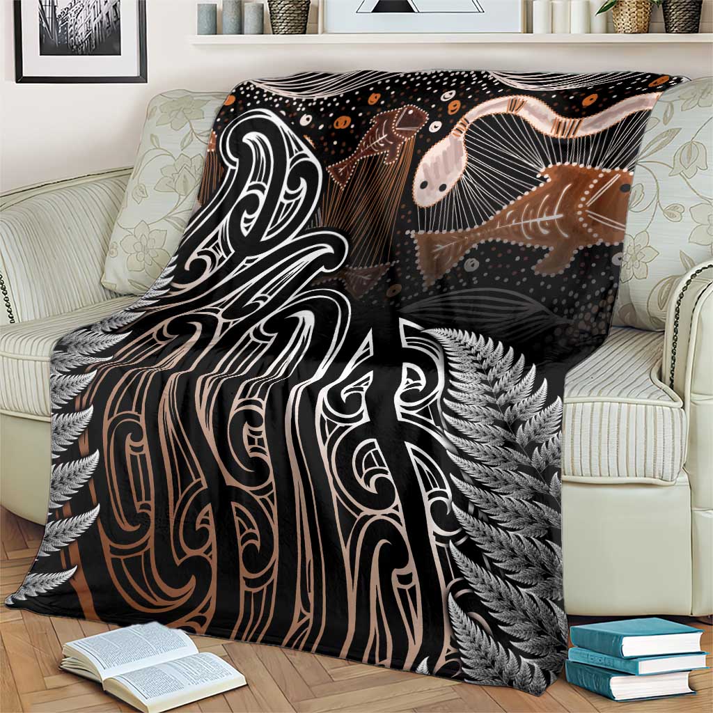 Aotearoa Maori - Australia Indigenous Blanket Koiri Whakairo Mix Aboriginal Art - Aussie Hoodie