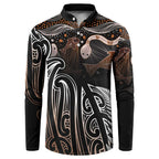 Aotearoa Maori - Australia Indigenous Button Sweatshirt Koiri Whakairo Mix Aboriginal Art - Aussie Hoodie