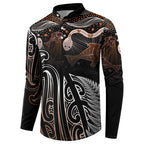 Aotearoa Maori - Australia Indigenous Button Sweatshirt Koiri Whakairo Mix Aboriginal Art - Aussie Hoodie
