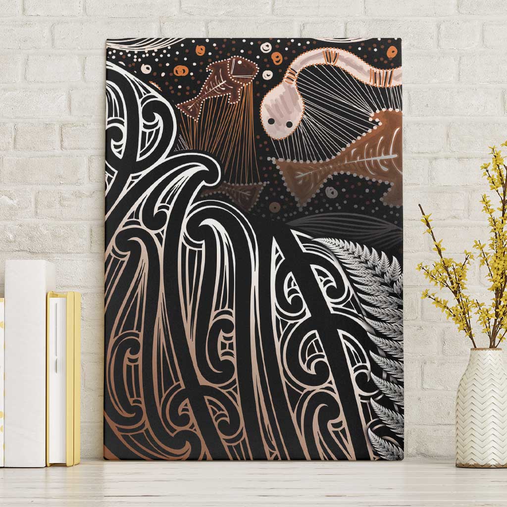 Aotearoa Maori - Australia Indigenous Canvas Wall Art Koiri Whakairo Mix Aboriginal Art - Aussie Hoodie