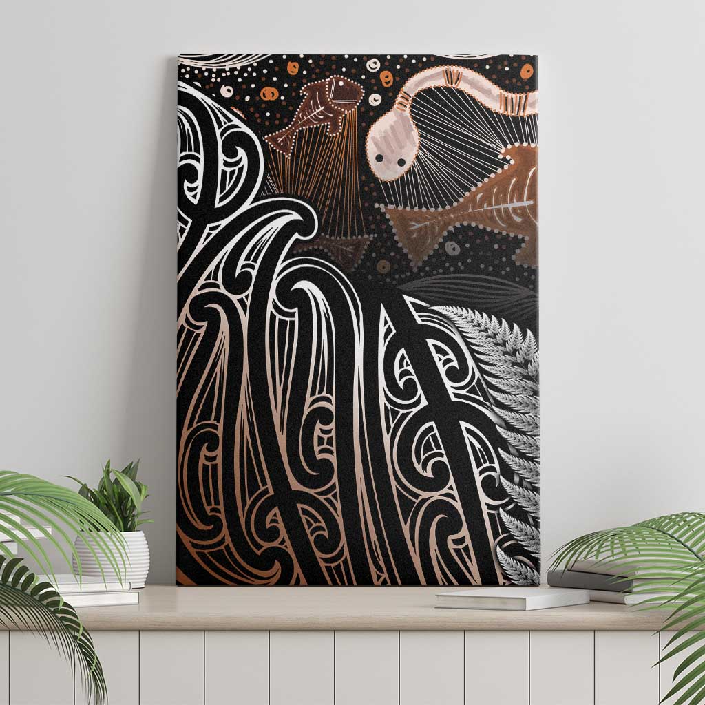 Aotearoa Maori - Australia Indigenous Canvas Wall Art Koiri Whakairo Mix Aboriginal Art - Aussie Hoodie