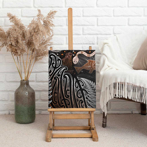 Aotearoa Maori - Australia Indigenous Canvas Wall Art Koiri Whakairo Mix Aboriginal Art - Aussie Hoodie