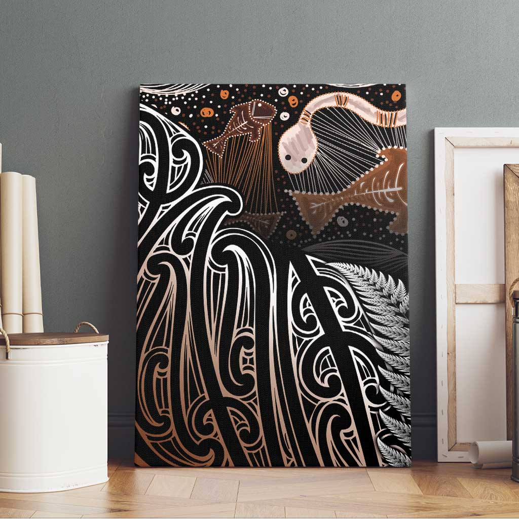 Aotearoa Maori - Australia Indigenous Canvas Wall Art Koiri Whakairo Mix Aboriginal Art - Aussie Hoodie