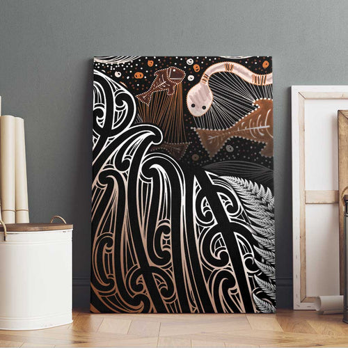 Aotearoa Maori - Australia Indigenous Canvas Wall Art Koiri Whakairo Mix Aboriginal Art - Aussie Hoodie