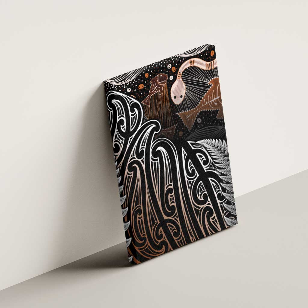 Aotearoa Maori - Australia Indigenous Canvas Wall Art Koiri Whakairo Mix Aboriginal Art - Aussie Hoodie