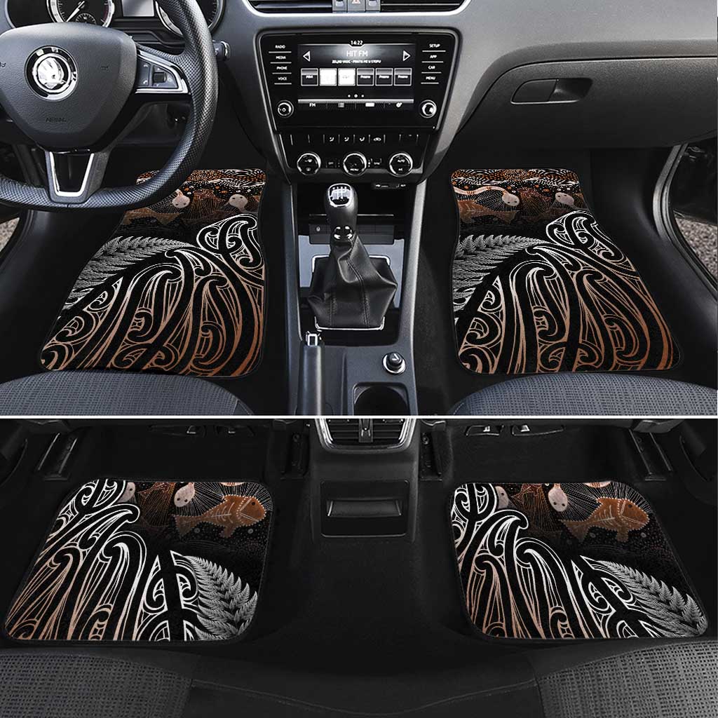 Aotearoa Maori - Australia Indigenous Car Mats Koiri Whakairo Mix Aboriginal Art - Aussie Hoodie