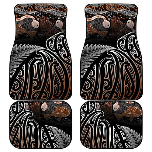 Aotearoa Maori - Australia Indigenous Car Mats Koiri Whakairo Mix Aboriginal Art - Aussie Hoodie