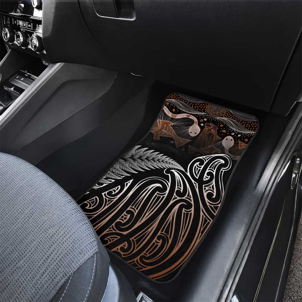 Aotearoa Maori - Australia Indigenous Car Mats Koiri Whakairo Mix Aboriginal Art - Aussie Hoodie