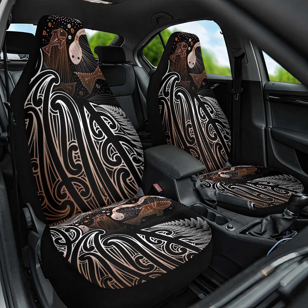 Aotearoa Maori - Australia Indigenous Car Seat Cover Koiri Whakairo Mix Aboriginal Art - Aussie Hoodie